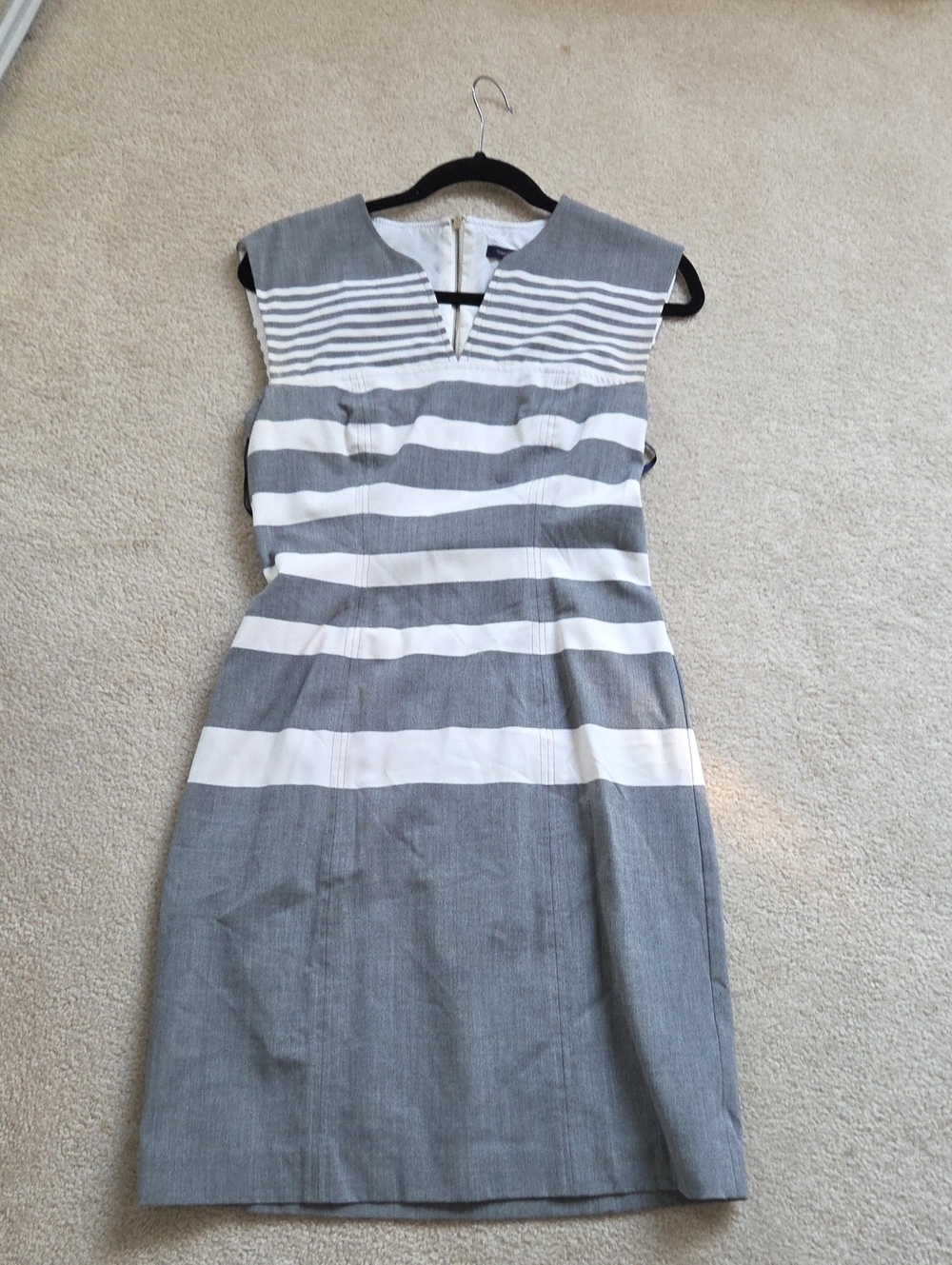 Tommy Hilfiger Gray and White Striped Sheath Dress